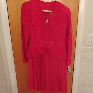 Red, 2 piece jacket with skirt